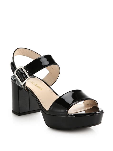 black stacked leather wicker prada heel|prada high heel sandals.